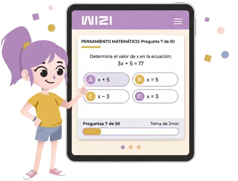 Estudiante usando la app WIZI para preparar el examen EXHCOBA
